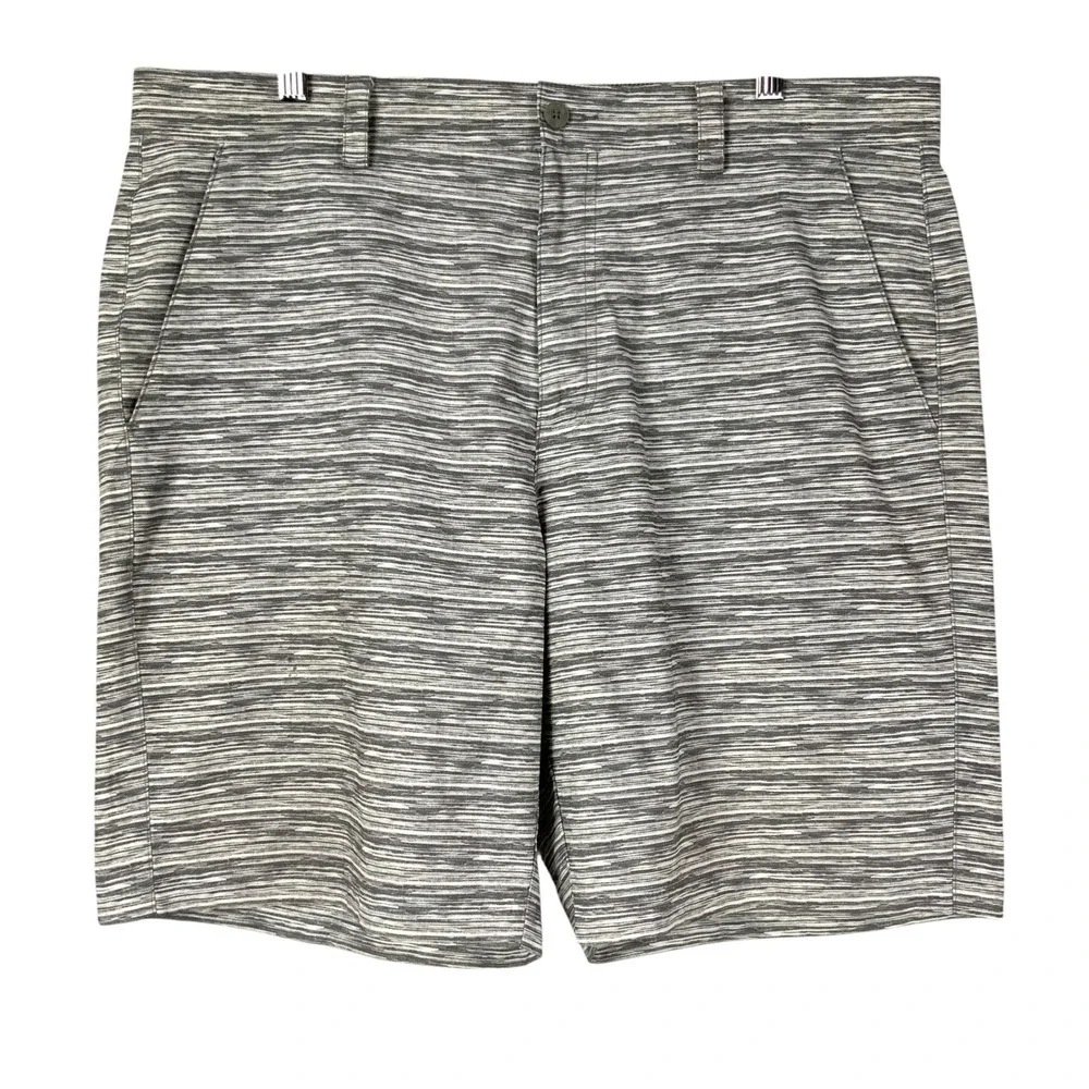 Grand Slam Gray Space Dye Golf Shorts 36 Button Zip Fly Flat Front Stretch